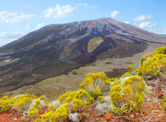Piton de la Fournaise (Peak of the Furnace) 2632m is a shield volcano on the eastern side of...
