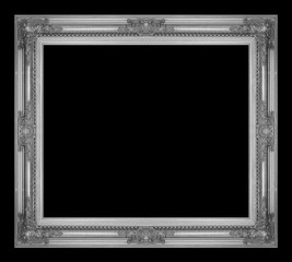 antique gray frame isolated on black background, clipping path