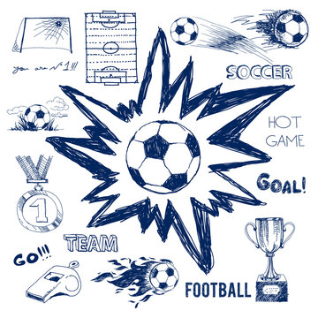 Vector sketch of football elements