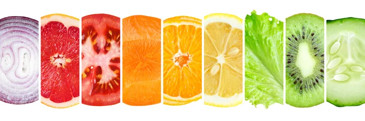 Rolgordijnen Fresh color fruit and vegetable slices © seralex