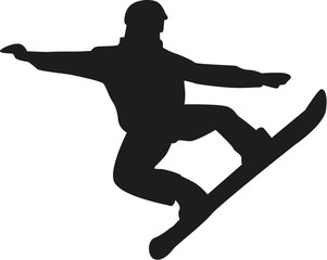 Fototapeta na wymiar Snowboarding jumping and flying