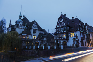 Fototapeta na wymiar Strasbourg architecture in the evening