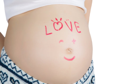 red smilies on the abdomen of pregnant women