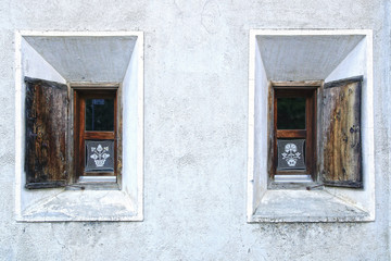 Fototapeta na wymiar Ancient unique window. Switzerland