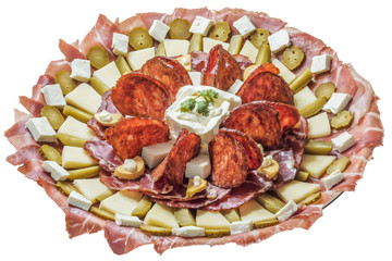Serbian Meze Appetizer Savory Dish Isolated on White Background
