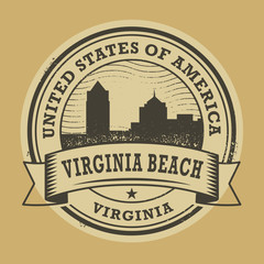 Grunge rubber stamp with name of Virginia Beach, Virginia
