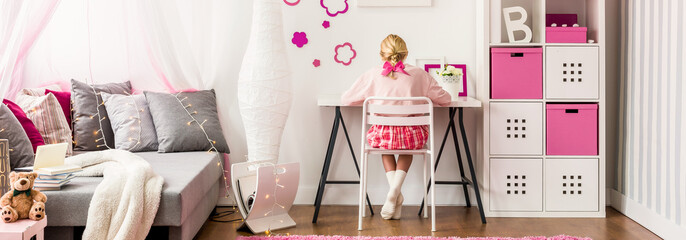 Young girl in her room