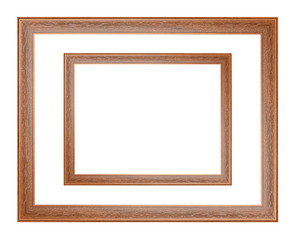 wooden picture frame isolated on white background