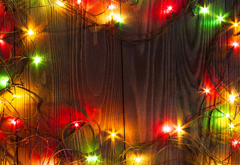 frame Christmas or New  Year garlands. Background, sharpening.