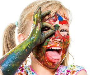 Fun portrait of painted infant.