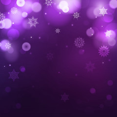 Dark purple blur background for christmas with snowflakes. Holid