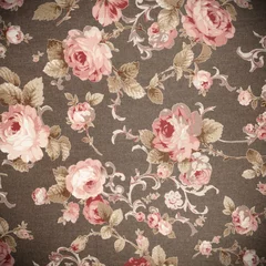 Behang vintage style of tapestry flowers fabric pattern background © prapann