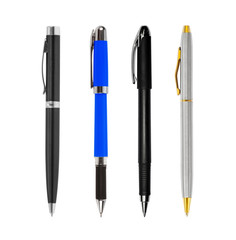 Set of pens isolated on white background