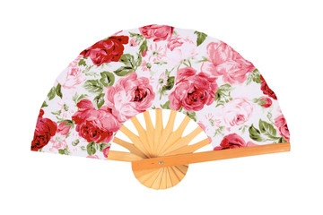 Traditional fan, colorful fan, isolated on white