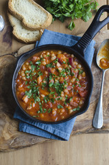 Bacon with beans on toast