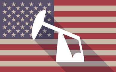 Long shadow vector USA flag icon with a horsehead pump