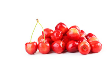 Ripe cherry isolated on white