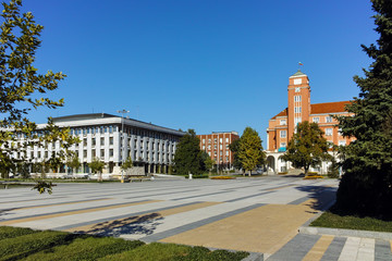 Fototapeta premium Panoramic view of Central square in City of Pleven, Bulgaria
