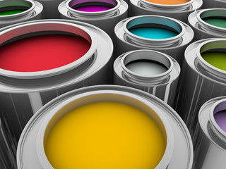 metallic paint cans