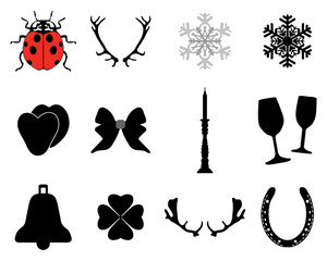 New Year and Christmas icons collection, vector
