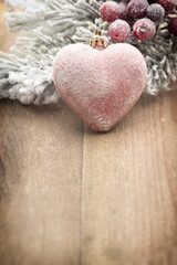 Christmas decoration over wooden background.