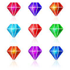 Set of vector diamond icons