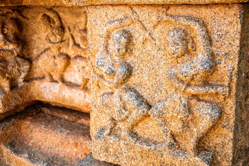 Detail of the temple of ?azararama hindu temple in Hampi, Karnataka, India.