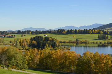 Rottachtalsperre vor Alpen, Allgäu