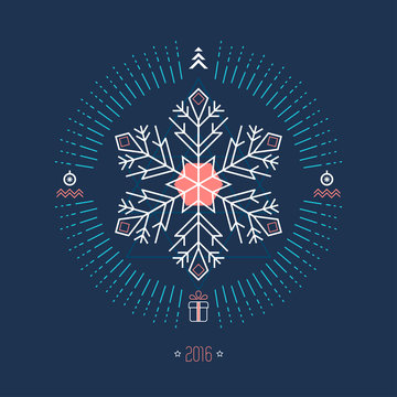 Christmas Geometric Background With White Snowflake