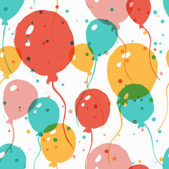 Vector  watercolor seamless pattern with multicolor balloons. Ab