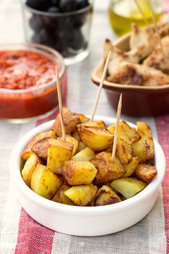 Spanish potatoes patatas bravas for tapas