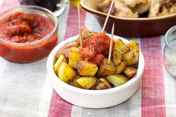 Spanish potatoes patatas bravas for tapas