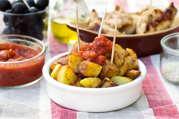 Spanish potatoes patatas bravas for tapas