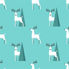 Christmas pattern with deers. Seamless background.