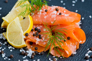 Smoked Salmon with Lemon and Dill selective focus © mubus