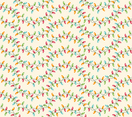 Seamless Winter Holidays Pattern with Christmas Lights Isolated 