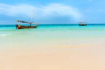 Foto op Plexiglas Nungwi Strand, Tanzania Dhow-boten Indische Oceaan