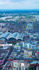 Fototapeta premium Top view of railway depot