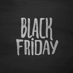 Black Friday Sale typographic label on chalkboard