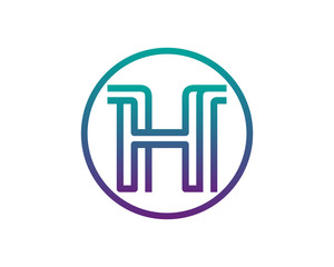 H Line Circle Letter Logo