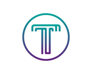 T Line Circle Letter Logo