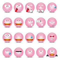 Pink shine glass emoticons