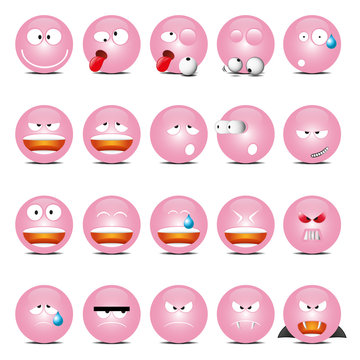 Pink shine glass emoticons