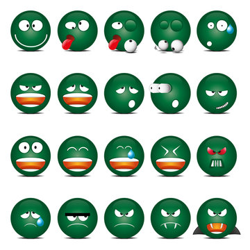 Green shine glass emoticons