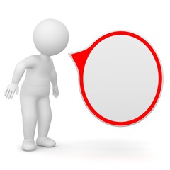 3D Männchen mit Sprechblase hat etwas zu sagen