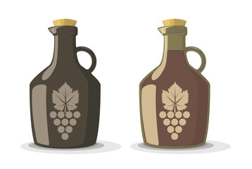 Vector set of two wine bottles