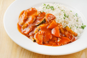 rice with meat and vegetables