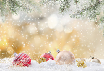 Fototapeta na wymiar Christmas background with snowman