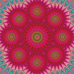 Fototapeta na wymiar Red abstract star fractal mandala design