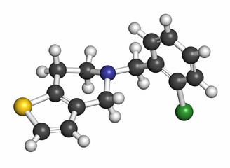 Ticlopidine antiplatelet drug molecule. 